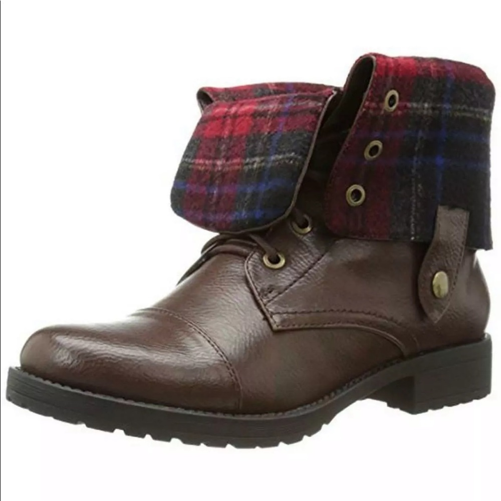 Penny loves Kenny Devon lace up brown plaid boots